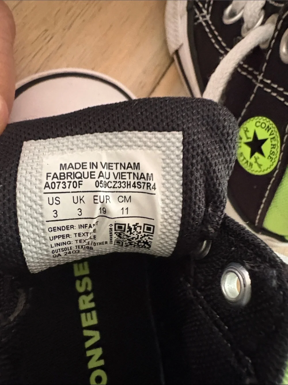 Converse Kids Black & Neon Green High-Top Sneakers